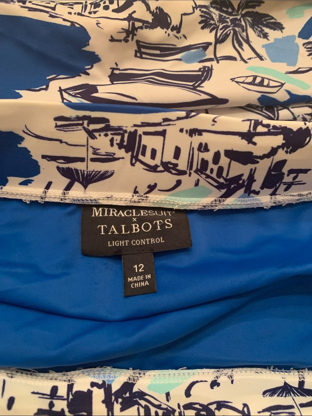 VGUC Talbots Blue and White Tropical Print Swim Tankini & Swim skirt size 12 - Picture 3 of 12